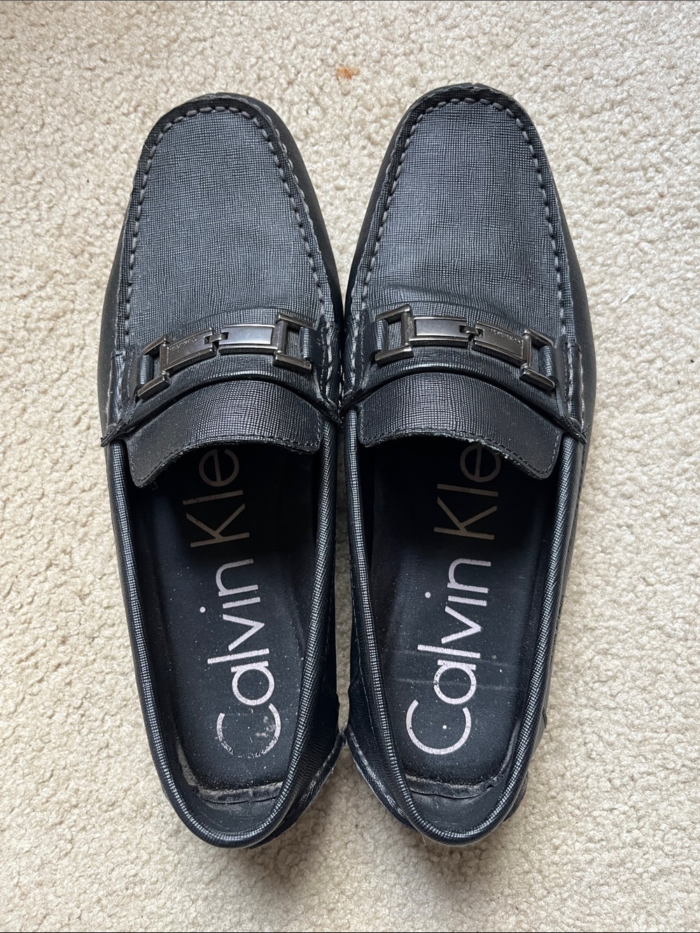 Calvin Klein Black Men’s Bit-Detail Slip-On Loafers